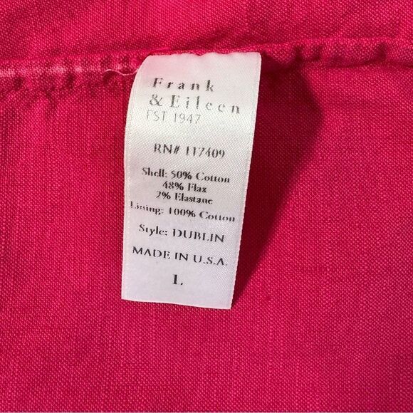 Frank & Eileen Dublin Tailored Blazer Performance Linen Fuchsia Pink Large - Picture 5 of 5